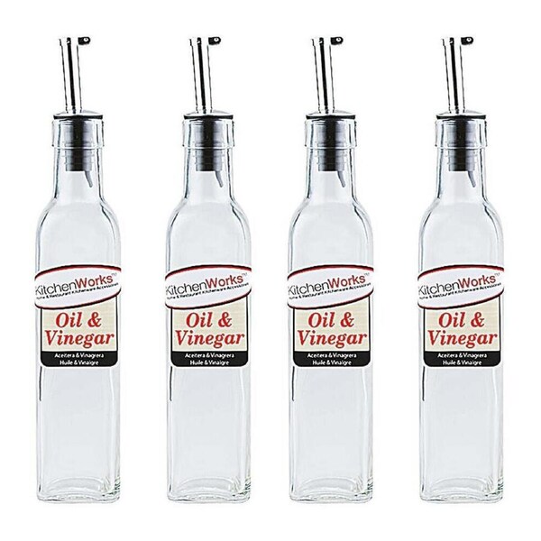 4x Kitchenworks Glass 250ml Oil/Vinegar Bottle Condiment Dispenser Container CLR