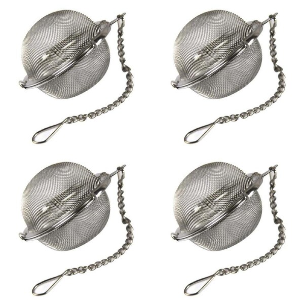 4x Avanti Stainless Steel 4.5cm Mesh Tea Ball Infuser Filter w/ Chain Silver