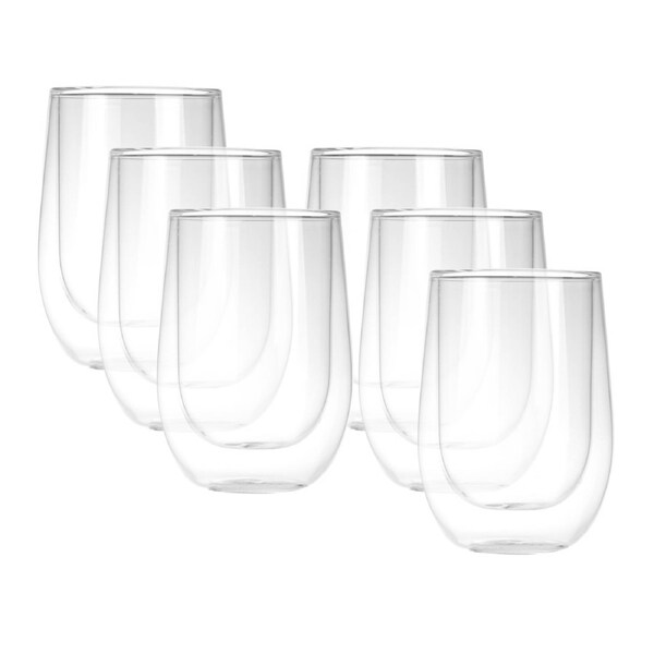 Sherwood Home Double Wall Coffee Glass Set of 6 x 400ml Cups