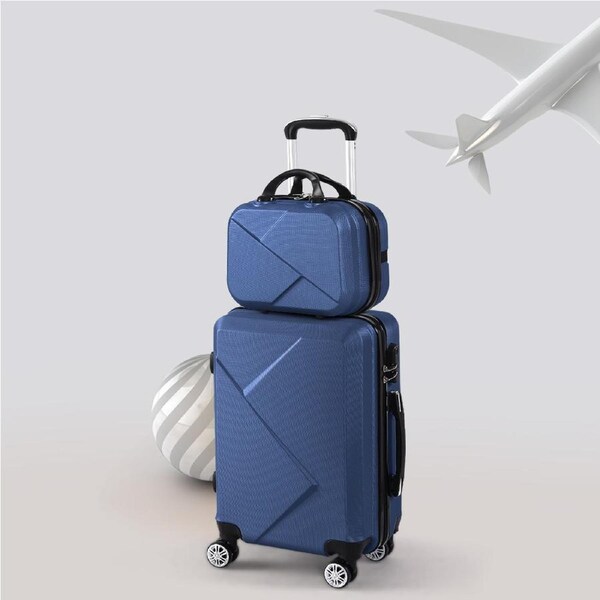 Slimbridge 2Pcs 20" Travel Luggage Set Carry On Suitcase 12" Hand Case Business Navy