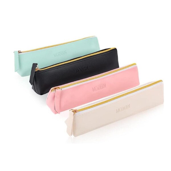 4PCS PU Leather Pen Pencil Case Makeup Cosmetic Bag Portable Storage Pouch