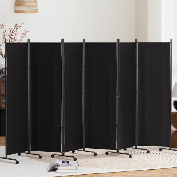 6 Panel Artiss Room Divider Screen 323cm Wheel Fabric Black
