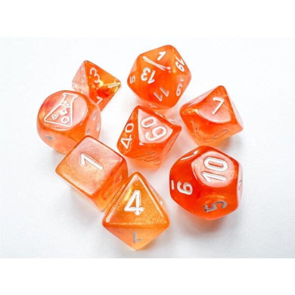 CHX 30052 D7-Die Set Borealis Polyhedral Blood Orange/white Luminary 7-Die Set (with bonus die)