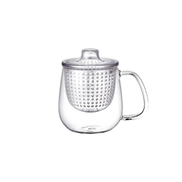 Kinto Unitea Unimug 450ml Brewing Tea Glass Mug w/ Plastic Strainer Clear Med