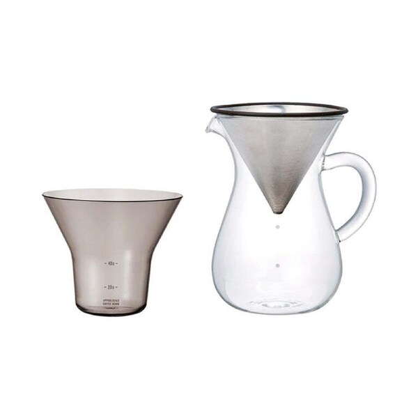 3pc Kinto SCS-02 600ml Clear Coffee Glass Carafe Jug S/S Filter/Holder Brew Set