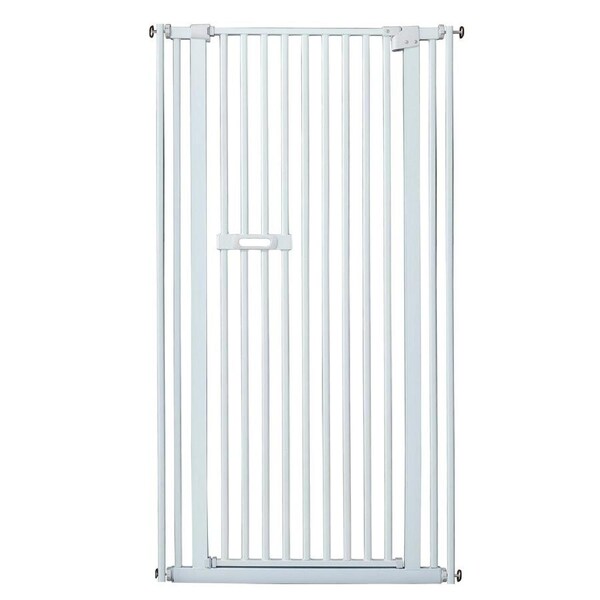 riin Extra Tall 150cm Baby Pet Security Gate Metal Safety Guard Tension Pressure Mounted for Children Dog Kitten Adjustable Width Range 75-85cm Largest Gap Between Bars 42mm Model Main White