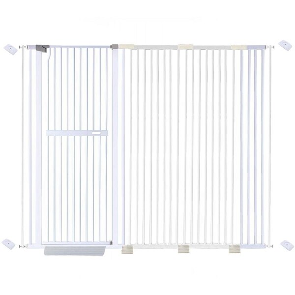 riin Extra Tall 150cm Baby Pet Security Gate Metal Safety Guard Tension Pressure Mounted for Children Dog Kitten Adjustable Width Range 175-185cm Largest Gap Between Bars 42mm Model B442 White