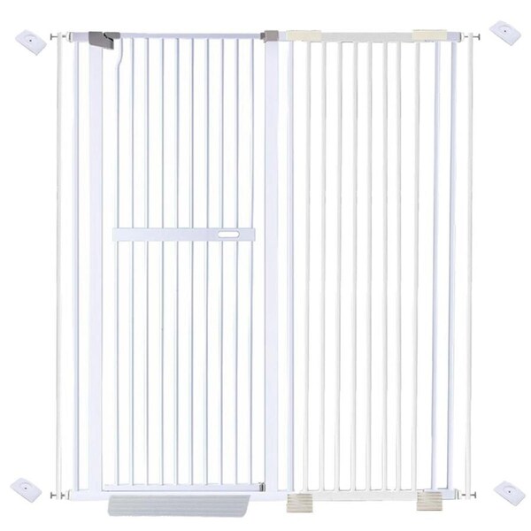 riin Extra Tall 150cm Baby Pet Security Gate Metal Safety Guard Tension Pressure Mounted for Children Dog Kitten Adjustable Width Range 125-135cm Largest Gap Between Bars 42mm Model B41 White