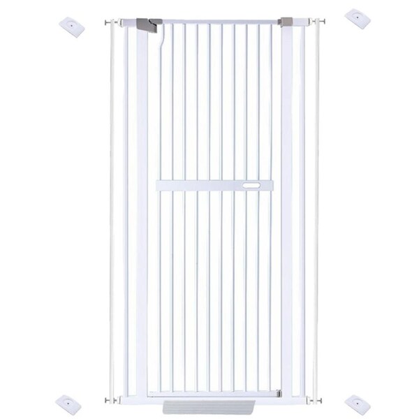 riin Extra Tall 150cm Baby Pet Security Gate Metal Safety Guard Tension Pressure Mounted for Children Dog Kitten Adjustable Width Range 75-85cm Largest Gap Between Bars 42mm Model B0 White