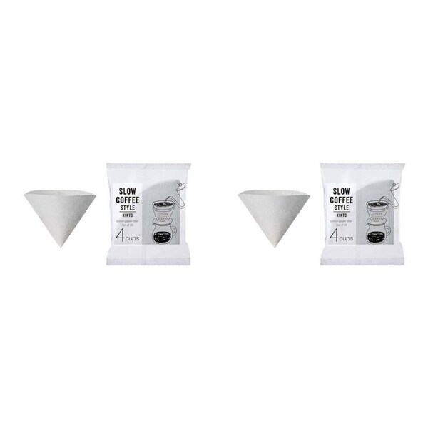 2x 60pc Kinto SCS-04 Cotton Paper Filter For Pourover 4-Cups Coffee Brewer White