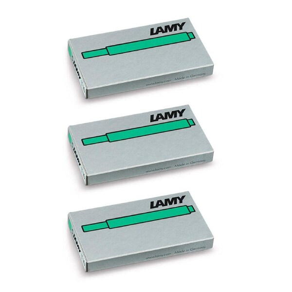 3x 5pc Lamy T10 Fountain Pen Ink Plastic Cartridges Refill Moderate Flow Green