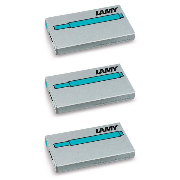15pc Lamy T10 Fountain Pen Ink Plastic Cartridges Refill Moderate Flow Turquoise