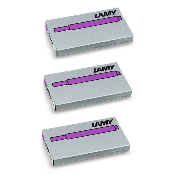 3x 5pc Lamy T10 Fountain Pen Ink Plastic Cartridges Refill Moderate Flow Violet