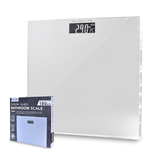 Clevinger Silver Digital Glass Bathroom Scale – 180kg Max Capacity