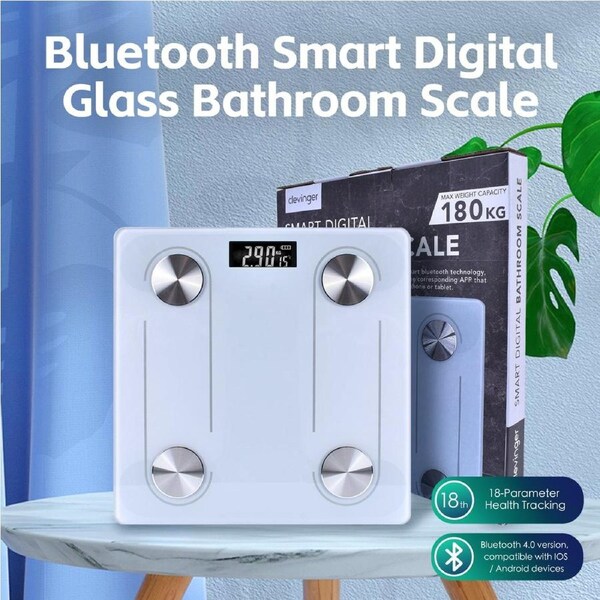 Clevinger Bluetooth Smart Digital Glass Bathroom Scale – 180kg Max Capacity