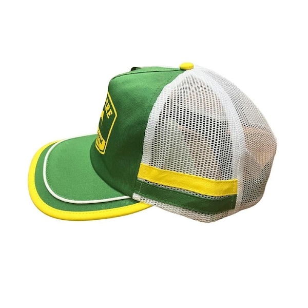 John Deere Vintage Logo Trucker Mesh Racing Stripe Adjustable Cap/Hat Green