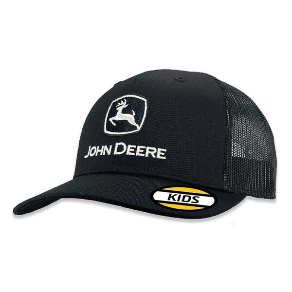 John Deere Kids Basic One Size Trucker Mesh Themed Adjustable Cap/Hat Black