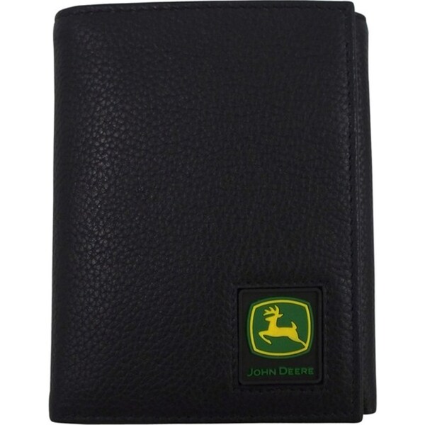 John Deere Tri-Fold Wallet Mens Fashion Fashion Pebble Grain Leather Black