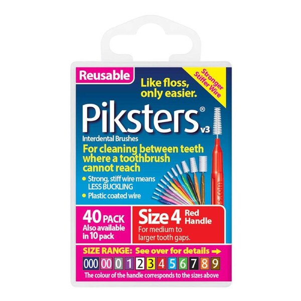 Piksters Interdental Brushes Red Size 4 40pk