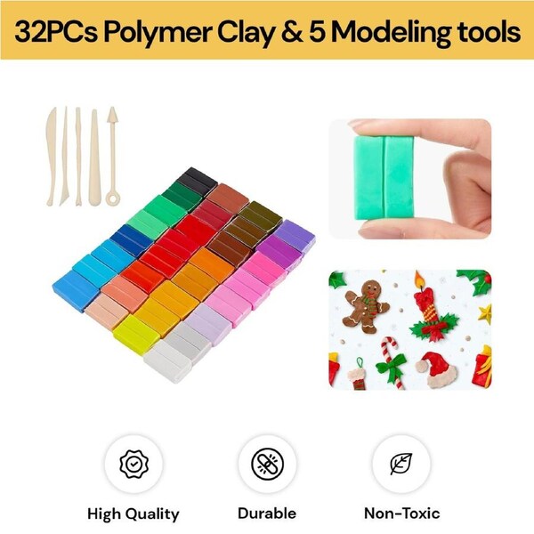 32PCs Polymer Clay With 5 Modeling Tools