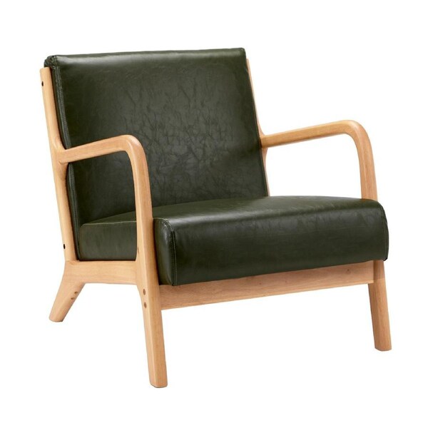 Oikiture Armchair Lounge Chair Accent Armchairs Couches Sofa Wood PU Green
