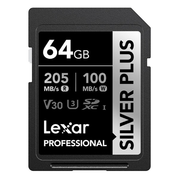Lexar Professional 64GB Silver Plus SDXC Memory Card