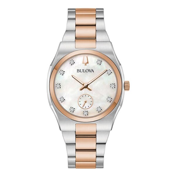 Bulova Mother of Pearl Two-Tone Classic Surveyor Diamond Women's Watch (98P221)