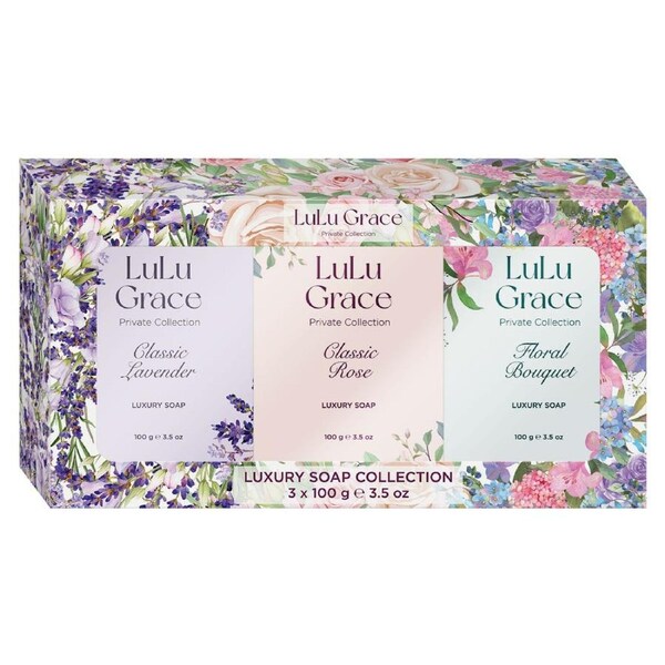 Lulu Grace 3 x Luxury Soap Gift Set 3 x 100g Lavender Rose And Floral