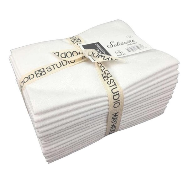 Maywood Studio Solitaire Ultra Whites FQ Bundle Fabric 16pcs Quilting Sewing Craft