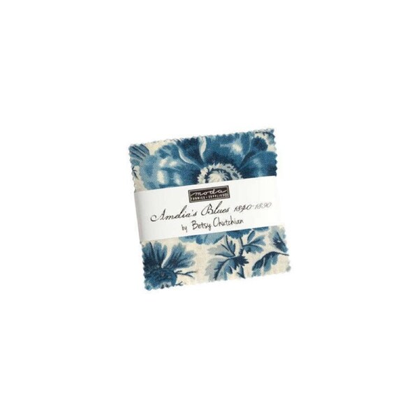 Moda Amelia's Blues 1840-1890 Mini Charm Pack 2.5" Squares Fabric By Betty Chutchian