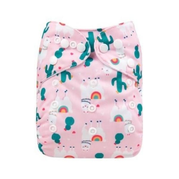 Alva Baby Llamas And Cactuses Print Reusable Cloth Nappy