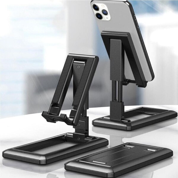Black Foldable Adjustable Universal Desk Stand Holder For Mobile Phone Tablet Portable