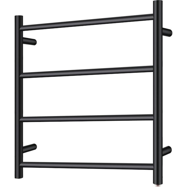 Stainless Steel Electric Heated Towel Rail Rack Ladder 4 Round Bars Black