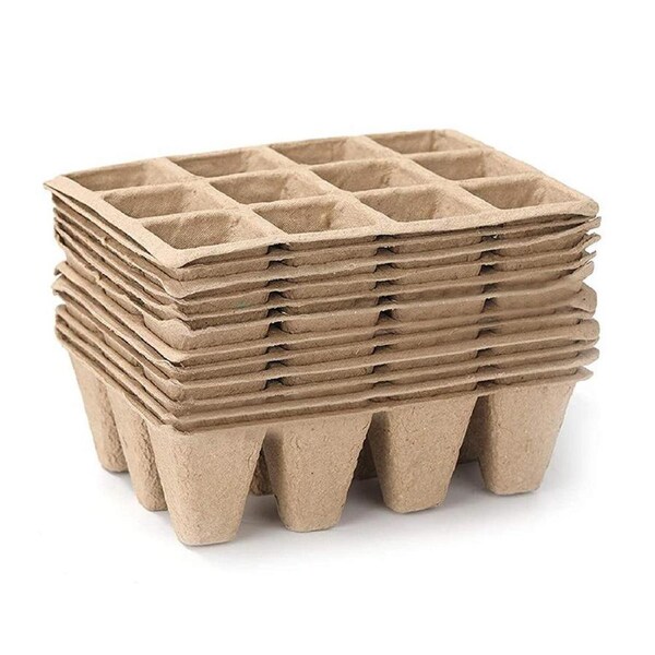50pcs Disposable 12 Grid Seedling Tray Square Flowerpot Plug Starter Tray