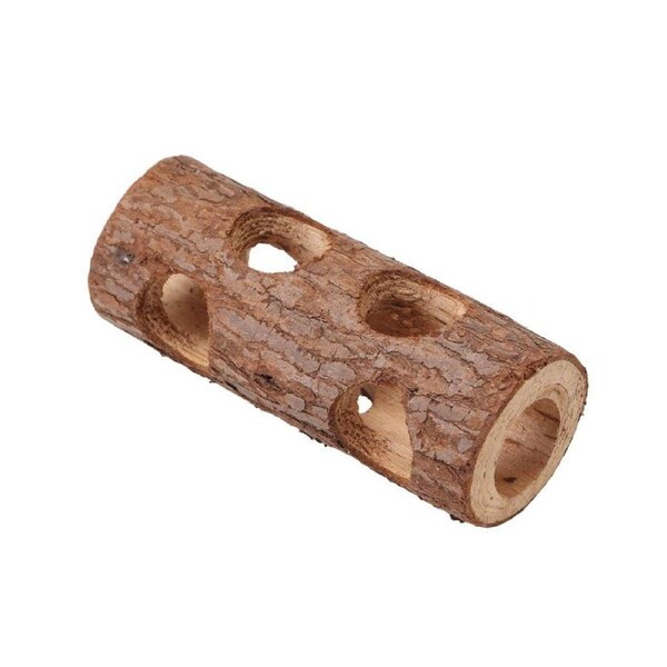 Solid Wood Hamster Pipe Rabbit Chew Toy Tree Cylinder Pet Supplies