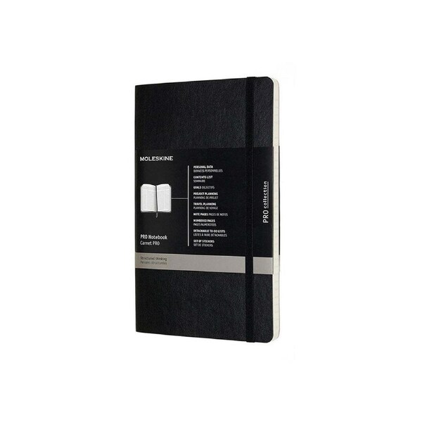 Moleskine Professional Soft Cover Writing Notebook/Journal Stationery Black Lrg
