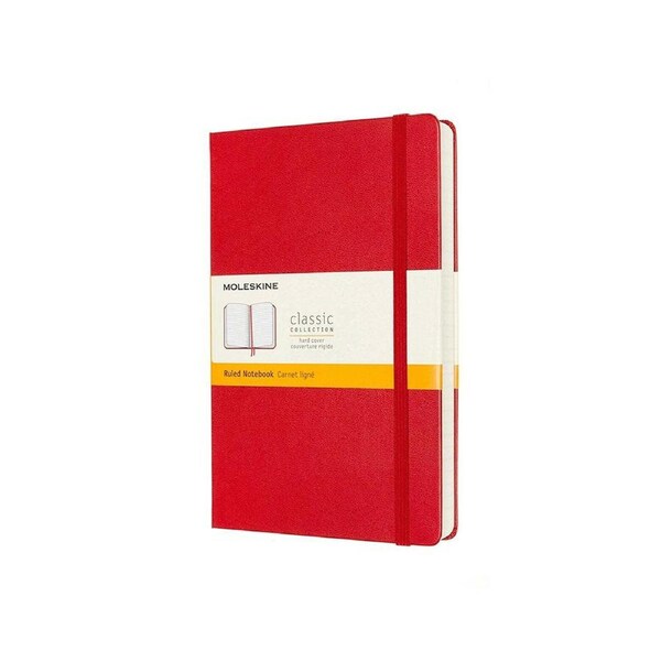 Moleskine Classic Hardcover Writing Notebook Expanded Ruled Scarlet Red Large