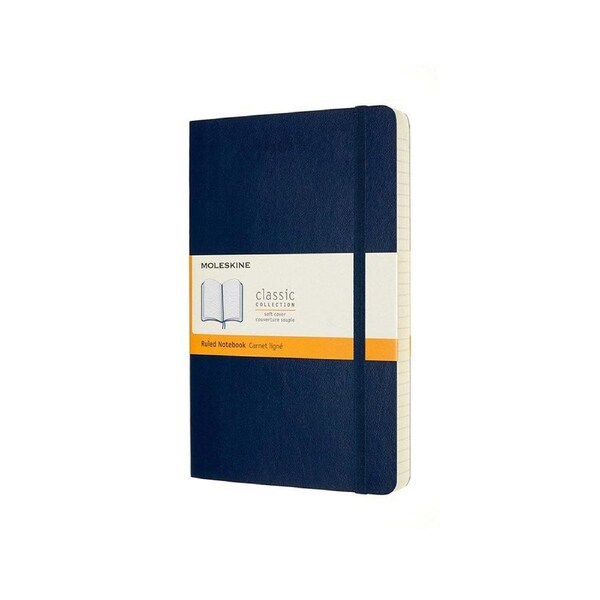 Moleskine Classic Soft Cover Writing Notebook Expanded Ruled Sapphire Blue Large