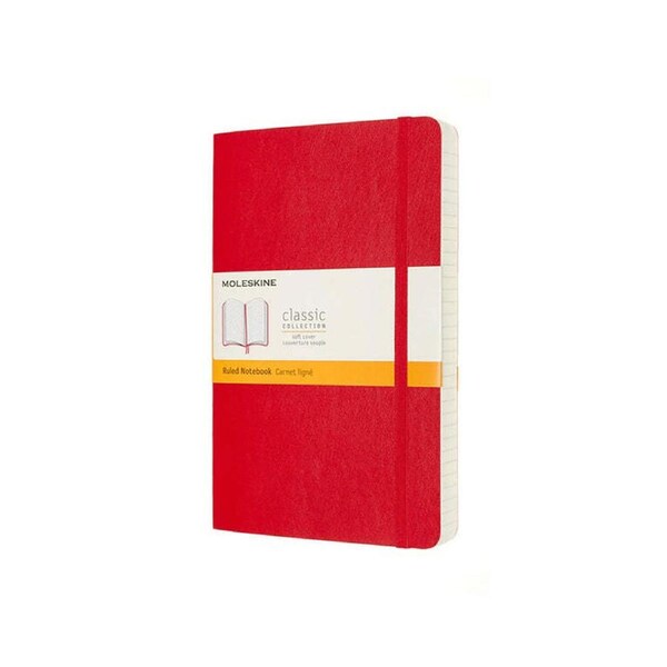 Moleskine Classic Soft Cover Writing Notebook Expanded Ruled Scarlet Red Large