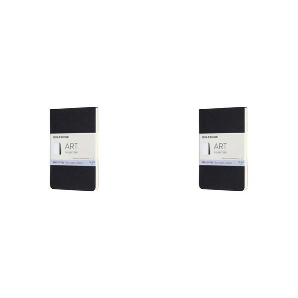 2x Moleskine Art Hardcover Sketch/Drawing Pad Stationery 48-Pages Black Pocket