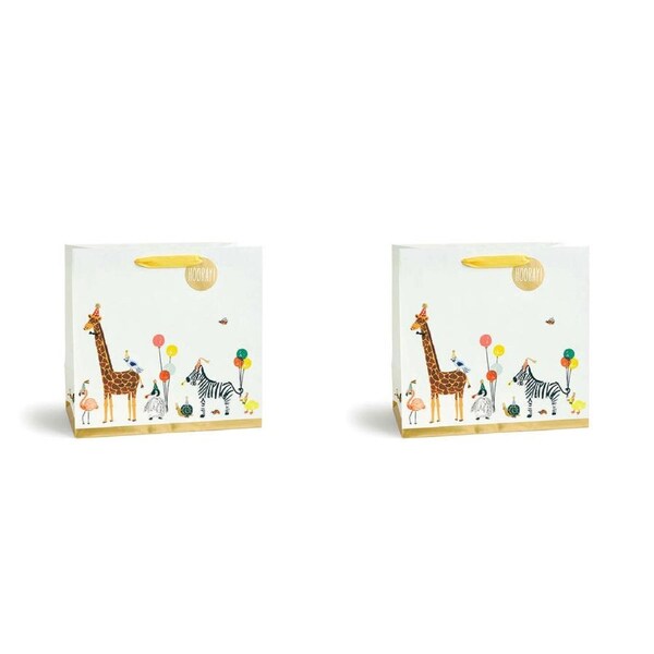 2x Rifle Paper Co Birthday Gift Bag w/Ribbon 33x32cm Large Party Animals