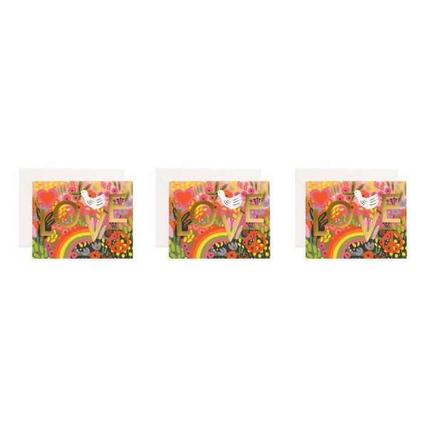 3x Rifle Paper Co Greeting Card w/Envelope All You Need is Love 10.7x14cm