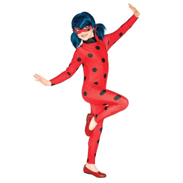 Miraculous Ladybug Girls Jumpsuit Dress Up Party Costume w/ Eye Mask 3-5