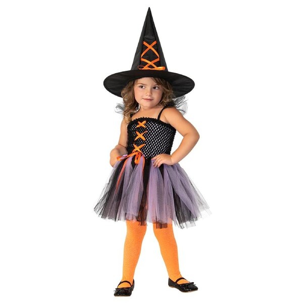 Witch Tutu Dress Outfit Halloween Costume w/ Hat 6-8y