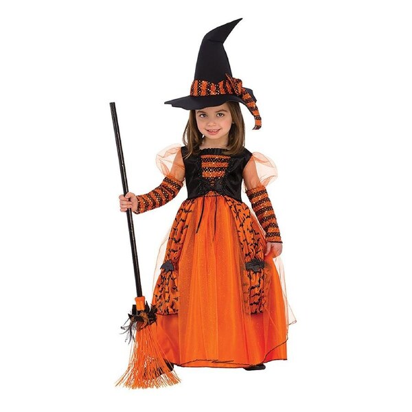 Sparkle Witch Dress/Pointed Hat Children/Kids Halloween Party Costume S