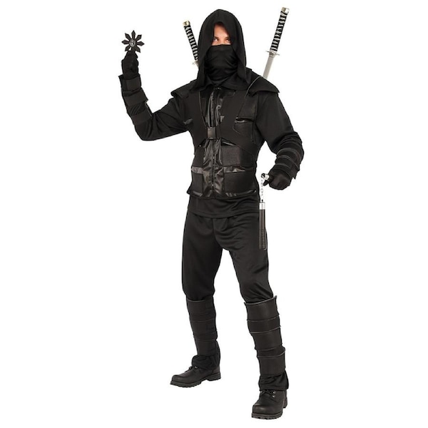 Dark Ninja Costume Japanese Warrior Dress Up Halloween Outfit Adult XL