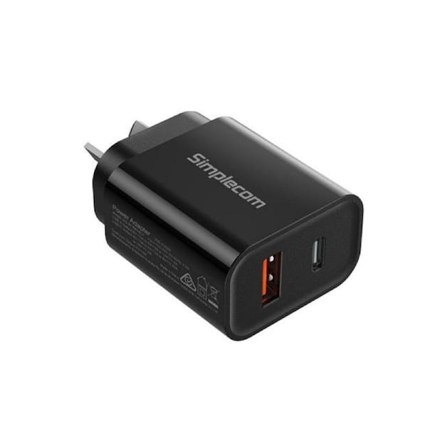 Simplecom Cu220 Dual Port Pd 20W Fast Wall Charger Usb C Usb A