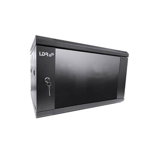 Ldr Assembled 6U Wall Mount Cabinet 600Mm X 450Mm Glass Door Black