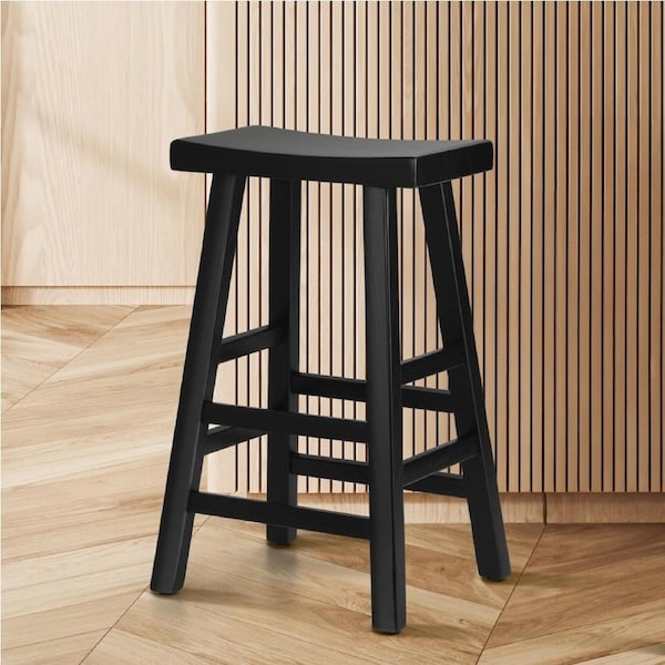 Oikiture Bar Stools Kitchen Stool Wooden Counter Chairs Barstools Black
