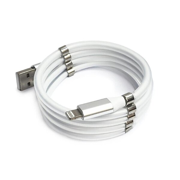 Tangle Free Self Winding Magnetic Data Charging Cable Lightning (1m)